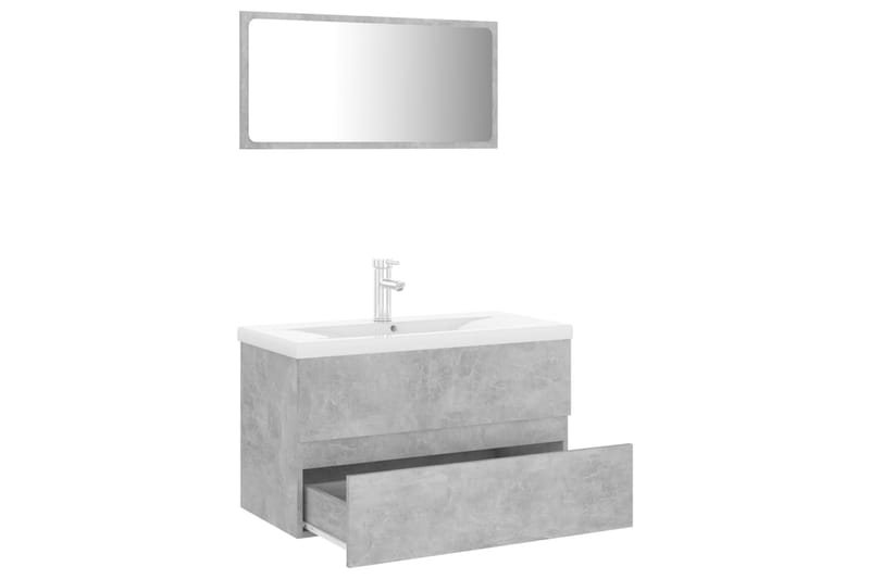 Badrumsmöbler set betonggrå spånskiva - Grå - Hus & renovering - Kök & bad - Badrum - Badrumsmöbler & badrumsinredning - Kompletta möbelpaket badrum