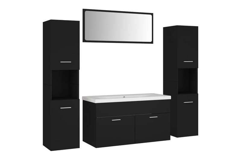 Badrumsmöbler set svart spånskiva - Svart - Hus & renovering - Kök & bad - Badrum - Badrumsmöbler & badrumsinredning - Kompletta möbelpaket badrum