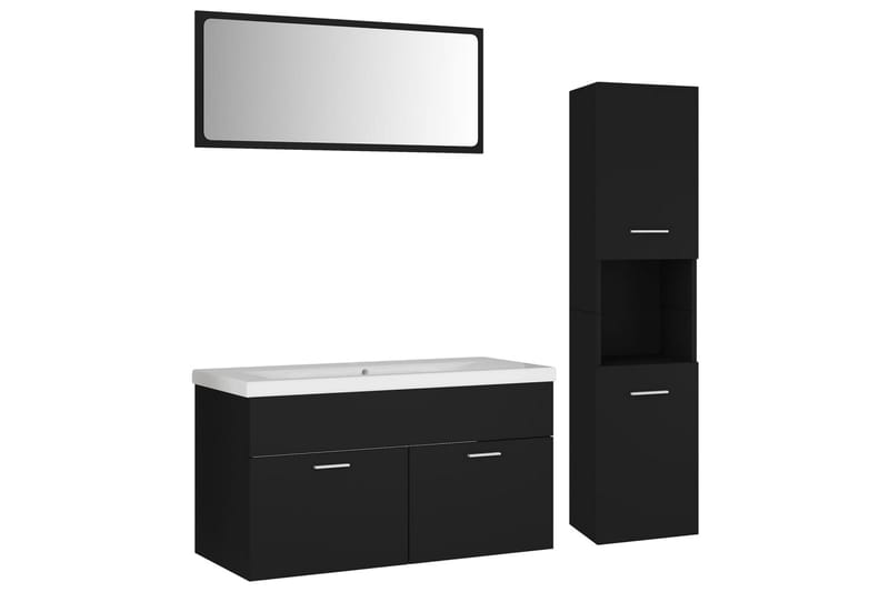 Badrumsmöbler set svart spånskiva - Svart - Hus & renovering - Kök & bad - Badrum - Badrumsmöbler & badrumsinredning - Kompletta möbelpaket badrum