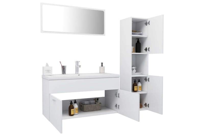 Badrumsmöbler set vit spånskiva - Vit - Hus & renovering - Kök & bad - Badrum - Badrumsmöbler & badrumsinredning - Kompletta möbelpaket badrum