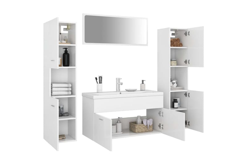 Badrumsmöbler set vit spånskiva - Vit - Hus & renovering - Kök & bad - Badrum - Badrumsmöbler & badrumsinredning - Kompletta möbelpaket badrum