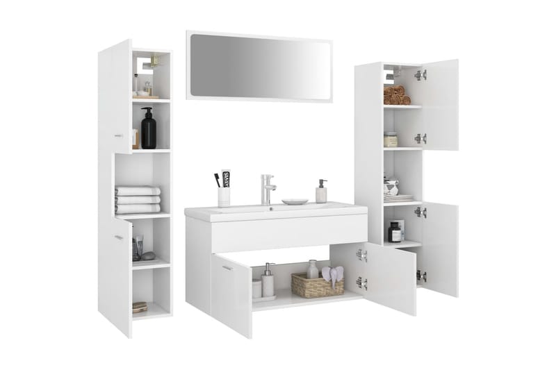Badrumsmöbler set vit spånskiva - Vit - Kompletta möbelpaket badrum