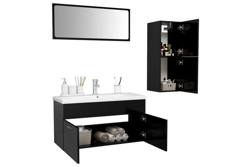 Badrumsmöbler svart spånskiva - Svart - Hus & renovering - Kök & bad - Badrum - Badrumsmöbler & badrumsinredning - Kompletta möbelpaket badrum