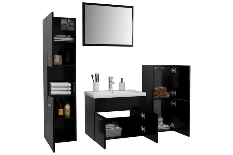 Badrumsmöbler svart spånskiva - Svart - Hus & renovering - Kök & bad - Badrum - Badrumsmöbler & badrumsinredning - Kompletta möbelpaket badrum