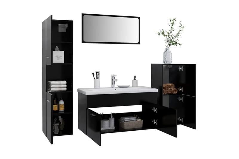 Badrumsmöbler svart spånskiva - Svart - Hus & renovering - Kök & bad - Badrum - Badrumsmöbler & badrumsinredning - Kompletta möbelpaket badrum