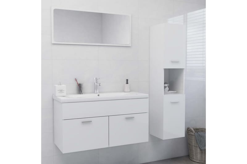 Badrumsmöbler vit högglans spånskiva - Vit - Hus & renovering - Kök & bad - Badrum - Badrumsmöbler & badrumsinredning - Kompletta möbelpaket badrum
