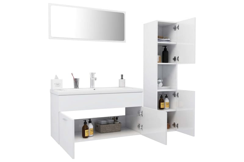 Badrumsmöbler vit högglans spånskiva - Vit - Hus & renovering - Kök & bad - Badrum - Badrumsmöbler & badrumsinredning - Kompletta möbelpaket badrum