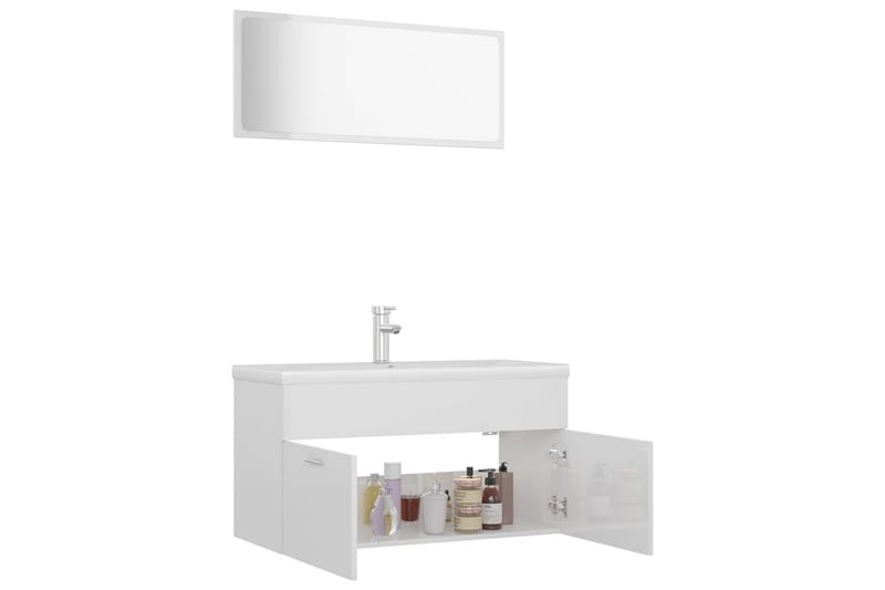 Badrumsmöbler vit högglans spånskiva - Vit - Hus & renovering - Kök & bad - Badrum - Badrumsmöbler & badrumsinredning - Kompletta möbelpaket badrum