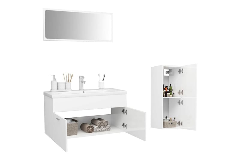 Badrumsmöbler vit högglans spånskiva - Vit - Hus & renovering - Kök & bad - Badrum - Badrumsmöbler & badrumsinredning - Kompletta möbelpaket badrum