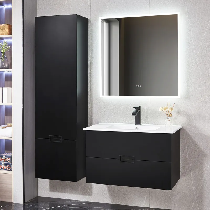 Badrumspaket 100cm | Kommod & sidoskåp i tålig MDF | LED-spegel - Hus & renovering - Kök & bad - Badrum - Badrumsmöbler & badrumsinredning - Kompletta möbelpaket badrum