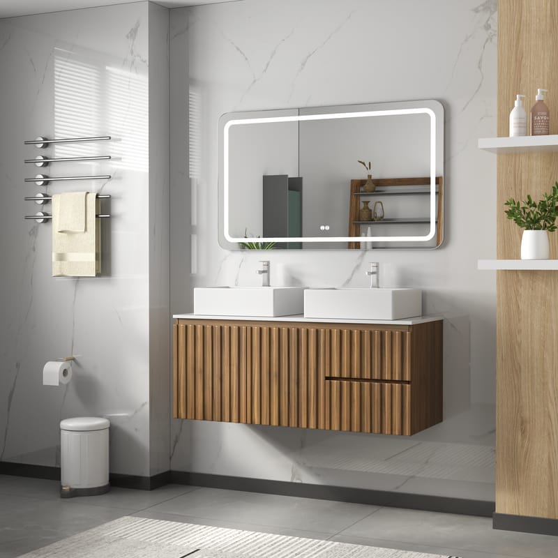 Badrumspaket 120 cm  |  LED-spegel med anti-fog funktion  | Paris, undefined