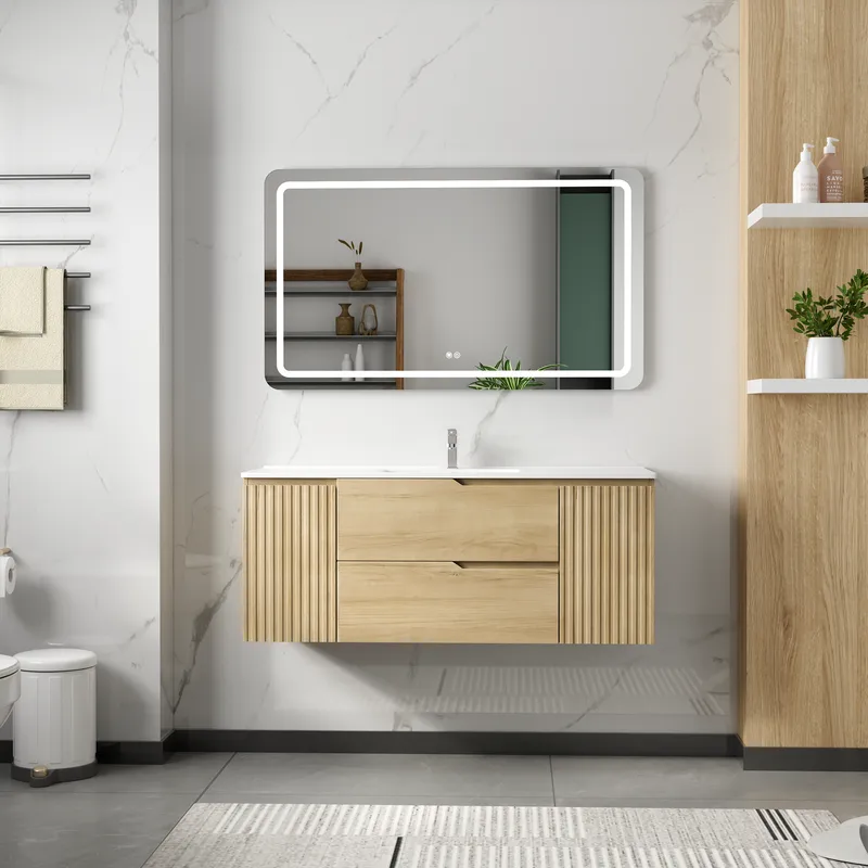 Badrumspaket 120 cm | LED-spegel med anti-fog & dimmer | Milan, undefined