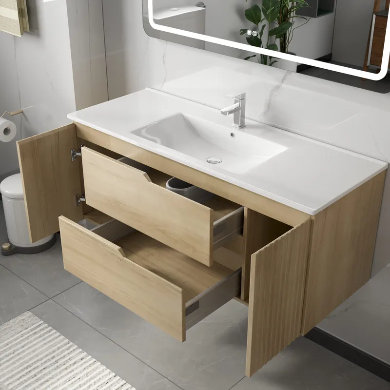 Badrumspaket 120 cm | LED-spegel med anti-fog & dimmer | Milan - Hus & renovering - Kök & bad - Badrum - Badrumsmöbler & badrumsinredning - Kompletta möbelpaket badrum