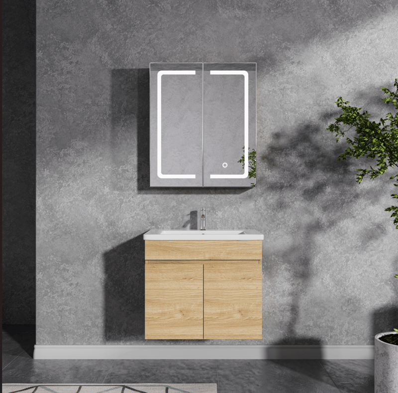 Badrumspaket 60 cm | LED-spegel med skåp | MDF | Nina, undefined