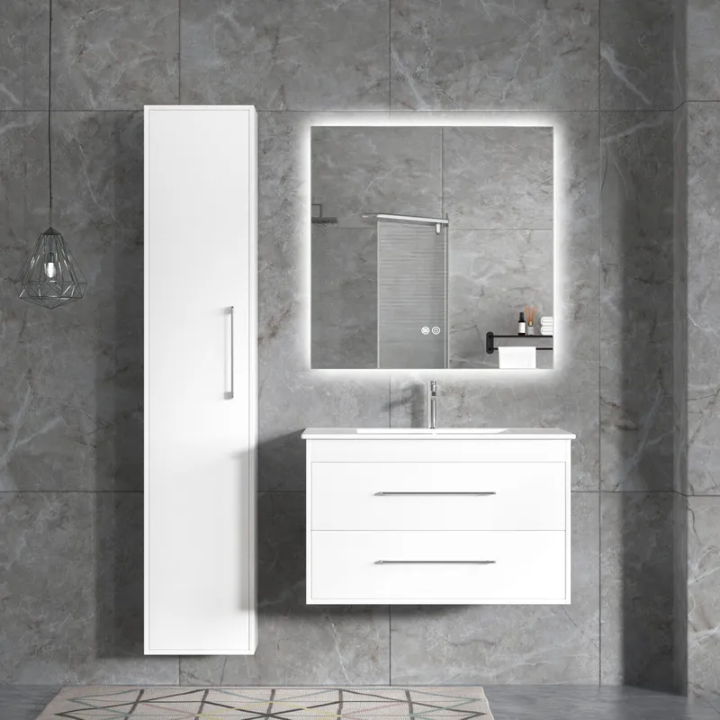 Badrumspaket | Kommod, sidoskåp & LED-spegel | Opacus, undefined
