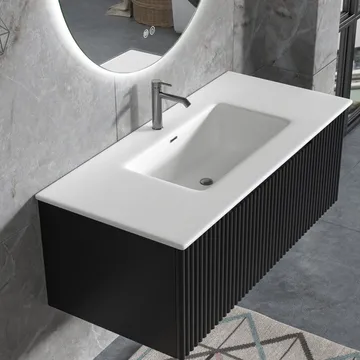 Badrumspaket | Kommod 101cm | Rund LED-spegel | Tuba - Hus & renovering - Kök & bad - Badrum - Badrumsmöbler & badrumsinredning - Kompletta möbelpaket badrum