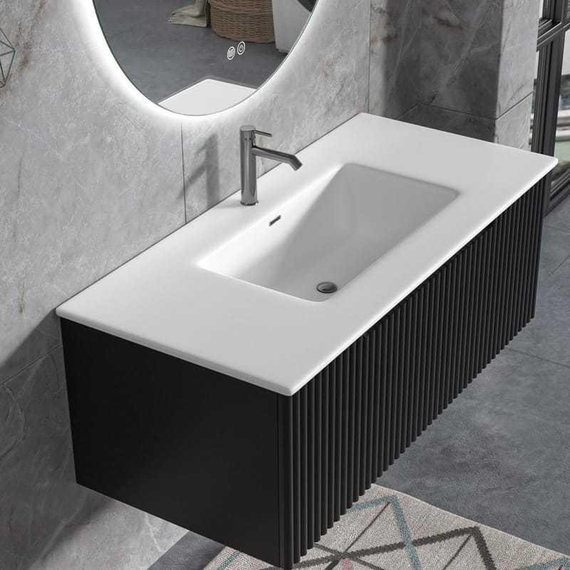 Badrumspaket | Kommod 101cm | Rund LED-spegel | Tuba - Hus & renovering - Kök & bad - Badrum - Badrumsmöbler & badrumsinredning - Kompletta möbelpaket badrum