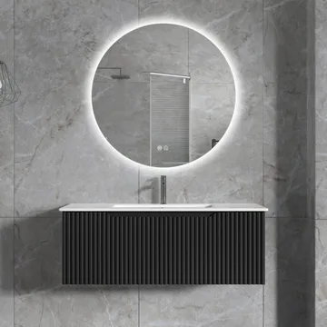 Badrumspaket | Kommod 101cm | Rund LED-spegel | Tuba - Hus & renovering - Kök & bad - Badrum - Badrumsmöbler & badrumsinredning - Kompletta möbelpaket badrum
