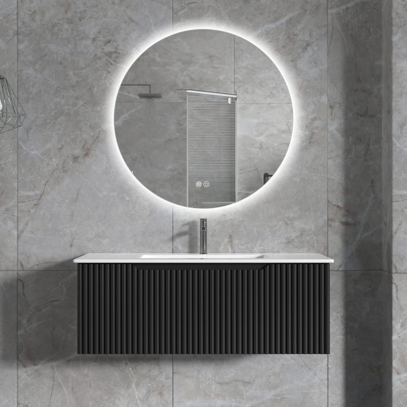 Badrumspaket | Kommod 101cm | Rund LED-spegel | Tuba - Hus & renovering - Kök & bad - Badrum - Badrumsmöbler & badrumsinredning - Kompletta möbelpaket badrum