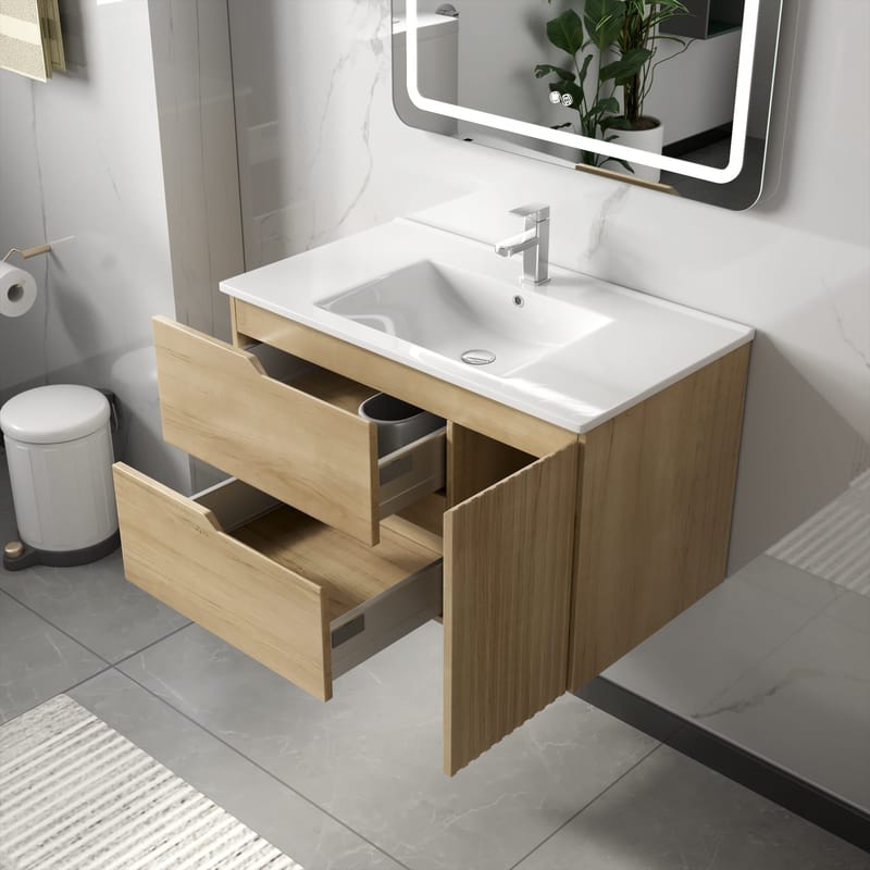 Badrumspaket | Kommod 80cm | Rektangulär LED-spegel | Milan - Hus & renovering - Kök & bad - Badrum - Badrumsmöbler & badrumsinredning - Kompletta möbelpaket badrum