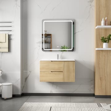 Badrumspaket | Kommod 80cm | Rektangulär LED-spegel | Milan - Hus & renovering - Kök & bad - Badrum - Badrumsmöbler & badrumsinredning - Kompletta möbelpaket badrum