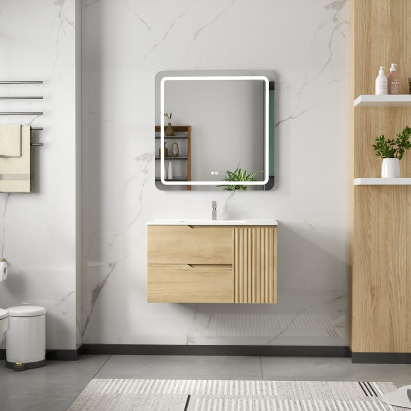 Badrumspaket | Kommod 80cm | Rektangulär LED-spegel | Milan - Hus & renovering - Kök & bad - Badrum - Badrumsmöbler & badrumsinredning - Kompletta möbelpaket badrum