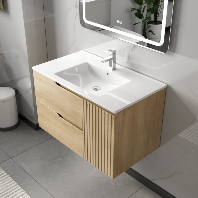 Badrumspaket | Kommod 80cm | Rektangulär LED-spegel | Milan - Hus & renovering - Kök & bad - Badrum - Badrumsmöbler & badrumsinredning - Kompletta möbelpaket badrum