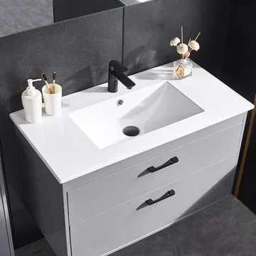Badrumspaket | Kommod 90 cm | Sidoskåp & LED-spegel | Grå - Hus & renovering - Kök & bad - Badrum - Badrumsmöbler & badrumsinredning - Kompletta möbelpaket badrum