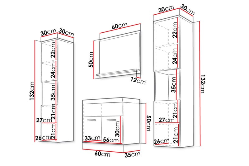 Badrumsset Delorimier XL - Vit - Hus & renovering - Kök & bad - Badrum - Badrumsmöbler & badrumsinredning - Kompletta möbelpaket badrum