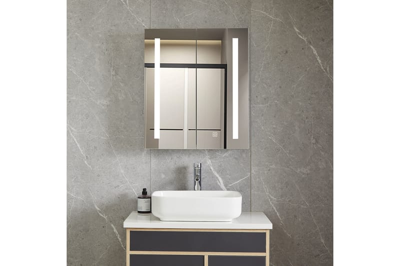 Badrumsskåp 60x70cm med Spegel och LED-belysning, undefined