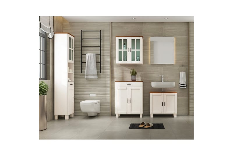 Badrumsskåp Alby 60x30x80 cm, Vit/Honung - 60x30x80 cm, Vit/Honung - Hus & renovering - Kök & bad - Badrum - Badrumsmöbler & badrumsinredning - Badrumsskåp