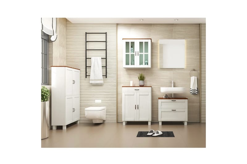 Badrumsskåp Alby 75x30x130 cm, Vit/Honung - 75x30x130 cm, Vit/Honung - Hus & renovering - Kök & bad - Badrum - Badrumsmöbler & badrumsinredning - Badrumsskåp
