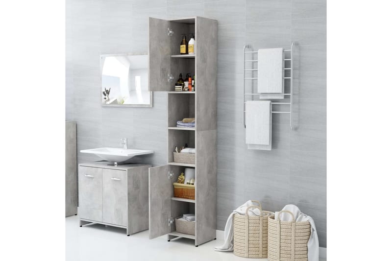Badrumsskåp betonggrå 30x30x183,5 cm spånskiva - Grå - Hus & renovering - Kök & bad - Badrum - Badrumsmöbler & badrumsinredning - Badrumsskåp