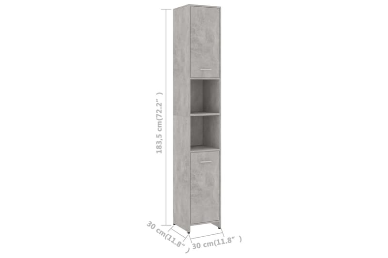 Badrumsskåp betonggrå 30x30x183,5 cm spånskiva - Grå - Hus & renovering - Kök & bad - Badrum - Badrumsmöbler & badrumsinredning - Badrumsskåp