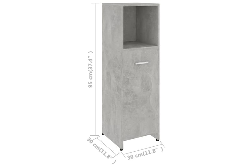 Badrumsskåp betonggrå 30x30x95 cm spånskiva - Grå - Hus & renovering - Kök & bad - Badrum - Badrumsmöbler & badrumsinredning - Badrumsskåp