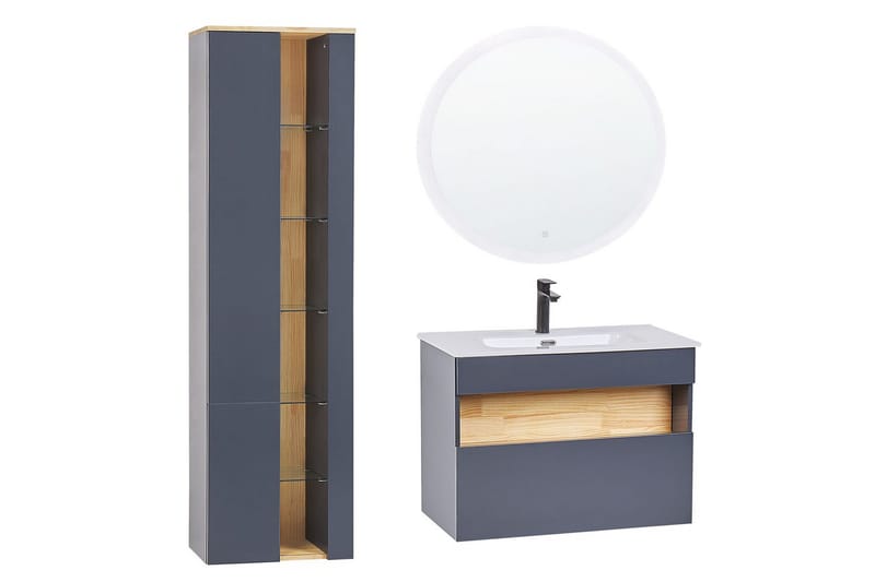 Badrumsskåp Figueres Grå, ljust trä - Grå, ljust trä - Hus & renovering - Kök & bad - Badrum - Badrumsmöbler & badrumsinredning - Kompletta möbelpaket badrum