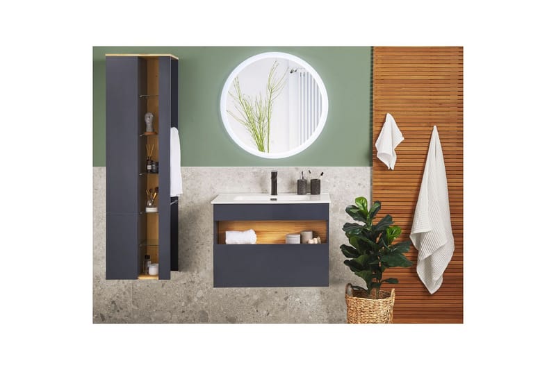 Badrumsskåp Figueres Grå, ljust trä - Grå, ljust trä - Hus & renovering - Kök & bad - Badrum - Badrumsmöbler & badrumsinredning - Kompletta möbelpaket badrum