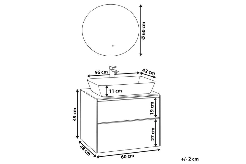 Badrumsskåp Manzon Grå, vit - Grå, vit - Hus & renovering - Kök & bad - Badrum - Badrumsmöbler & badrumsinredning - Spegelskåp badrum