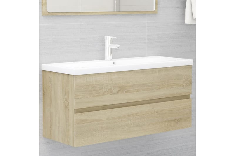 Badrumsskåp med inbyggt handfat sonoma-ek spånskiva - Brun - Hus & renovering - Kök & bad - Badrum - Badrumsmöbler & badrumsinredning - Tvättställsskåp & kommod
