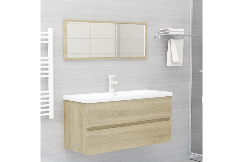 Badrumsskåp med inbyggt handfat sonoma-ek spånskiva - Brun - Hus & renovering - Kök & bad - Badrum - Badrumsmöbler & badrumsinredning - Tvättställsskåp & kommod