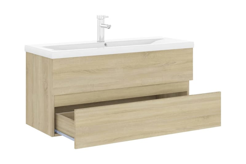 Badrumsskåp med inbyggt handfat sonoma-ek spånskiva - Brun - Hus & renovering - Kök & bad - Badrum - Badrumsmöbler & badrumsinredning - Tvättställsskåp & kommod