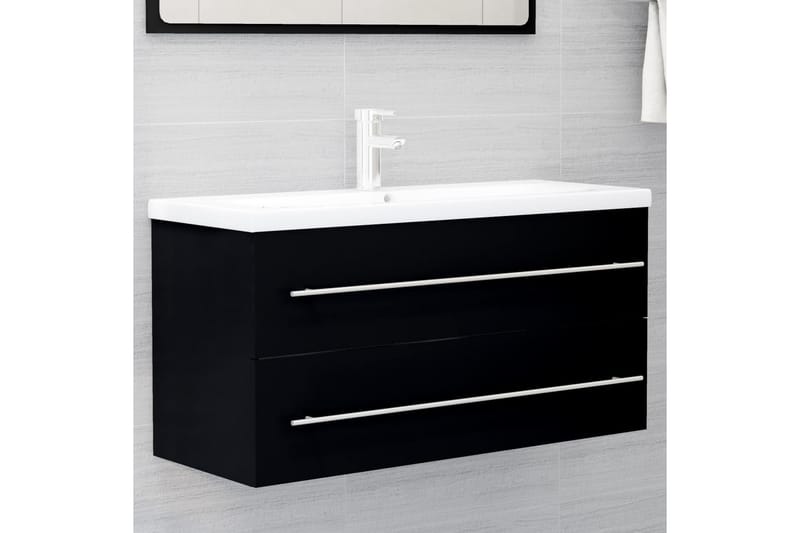 Badrumsskåp med inbyggt handfat svart spånskiva - Svart - Hus & renovering - Kök & bad - Badrum - Badrumsmöbler & badrumsinredning - Tvättställsskåp & kommod
