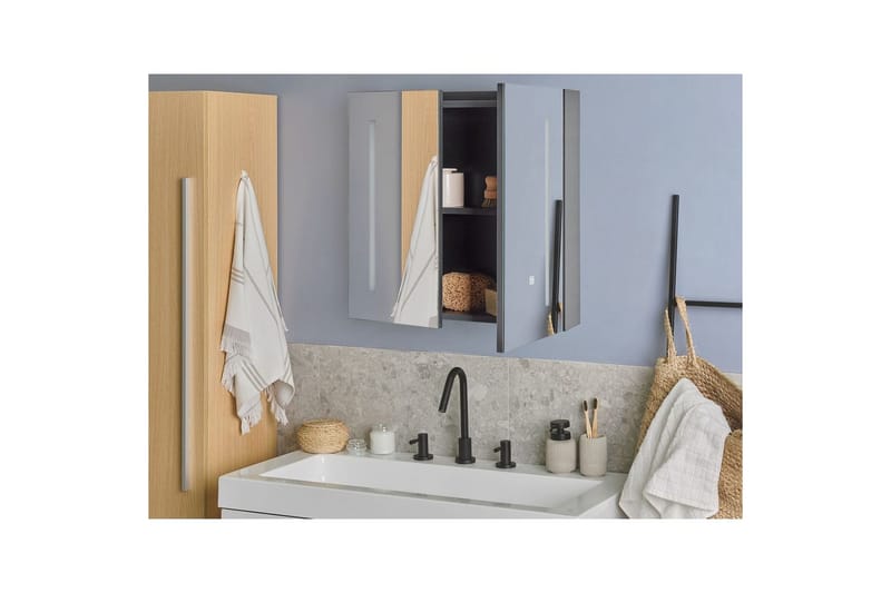 Badrumsskåp med spegel Chabunco Svart, Silver - Svart, Silver - Hus & renovering - Kök & bad - Badrum - Badrumsmöbler & badrumsinredning - Spegelskåp badrum