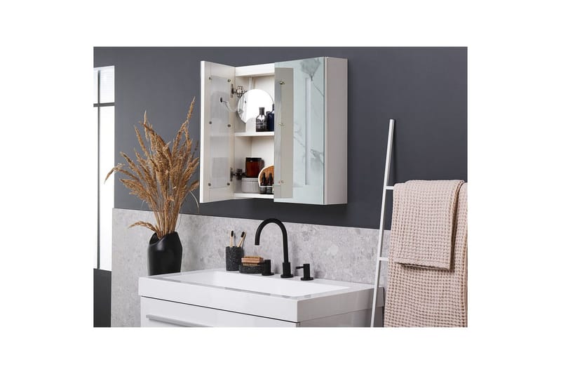 Badrumsskåp med spegel Chabunco Vit, Silver - Vit, Silver - Hus & renovering - Kök & bad - Badrum - Badrumsmöbler & badrumsinredning - Spegelskåp badrum