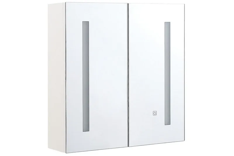 Badrumsskåp med spegel Chabunco Vit, Silver, Vit, Silver