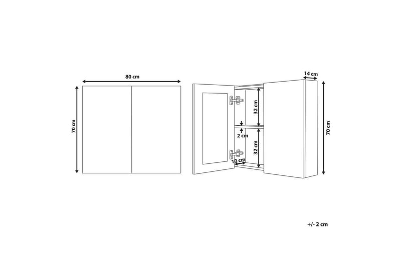 Badrumsskåp med spegel Navarra Svart, Silver, 80x14x70 cm - Svart, Silver, 80x14x70 cm - Hus & renovering - Kök & bad - Badrum - Badrumsmöbler & badrumsinredning - Spegelskåp badrum