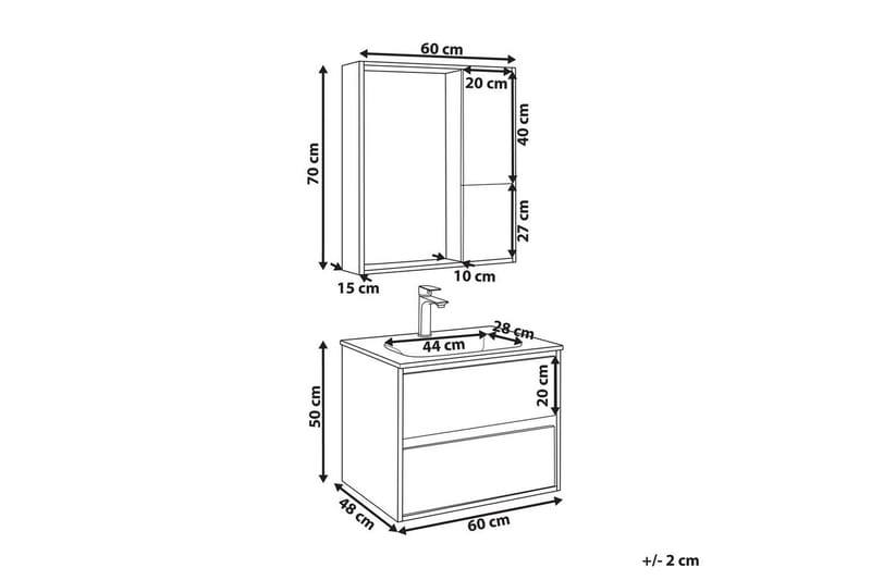 Badrumsskåp Teruel Grå, ljust trä, 60x48x70 cm - Grå, ljust trä, 60x48x70 cm - Hus & renovering - Kök & bad - Badrum - Badrumsmöbler & badrumsinredning - Badrumsskåp