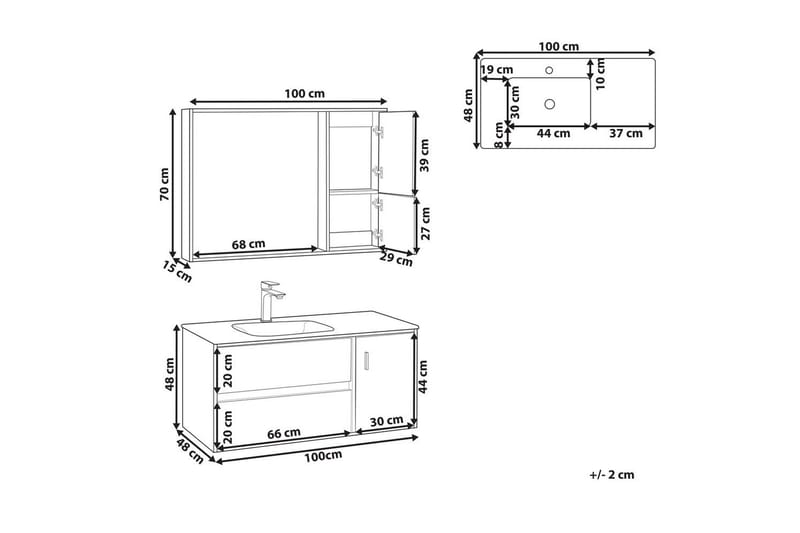 Badrumsskåp Teruel Ljus trä, svart, 100x48x70 cm - Ljus trä, svart, 100x48x70 cm - Hus & renovering - Kök & bad - Badrum - Badrumsmöbler & badrumsinredning - Badrumsskåp