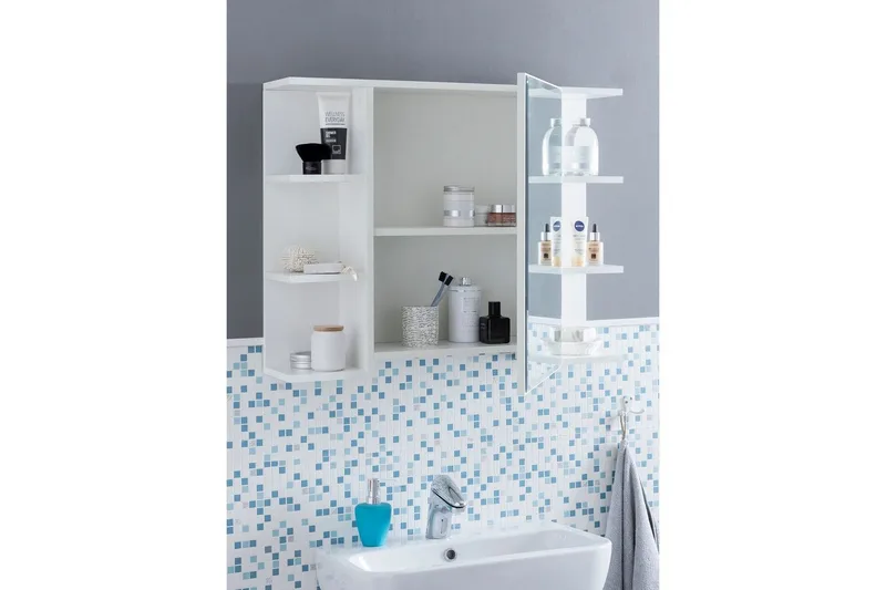 Badrumsskåp Wohnling Modern med spegeldörr tillverkad av vit spånskiva - Hus & renovering - Kök & bad - Badrum - Badrumsmöbler & badrumsinredning - Spegelskåp badrum