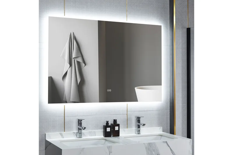 Badrumsspegel 100x80 cm med LED-belysning och anti-fog - Hus & renovering - Kök & bad - Badrum - Badrumsmöbler & badrumsinredning - Badrumsspegel